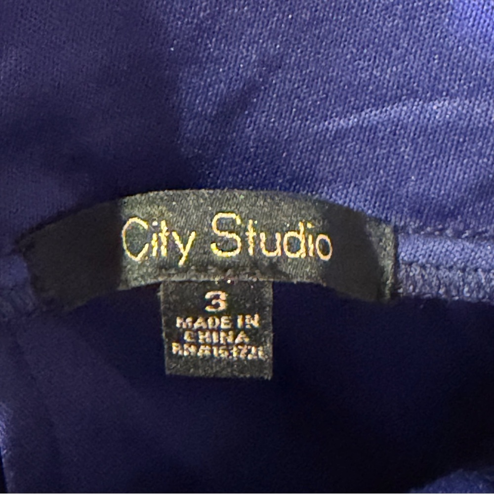 City Studio Deep Blue Dress with Black Sequin and Lace Overlay - Picture 7 of 7